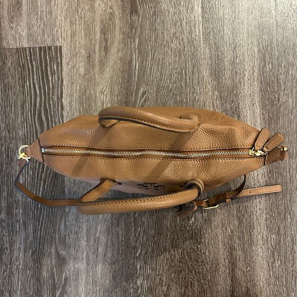 Tory Burch McGraw Slouchy Leather Satchel Moose Brown Tassel Bag Top Handle EUC - Picture 7 of 16